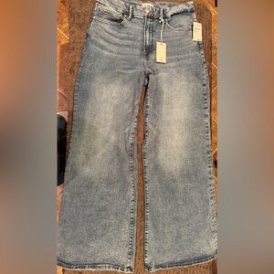 NWT Good American Good Waist Palazzo Wide Leg Jeans Indigo Wash Size 14